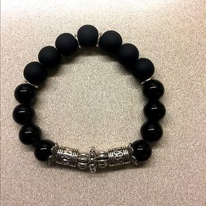 Shiny & Matte Black and Silver Bracelet